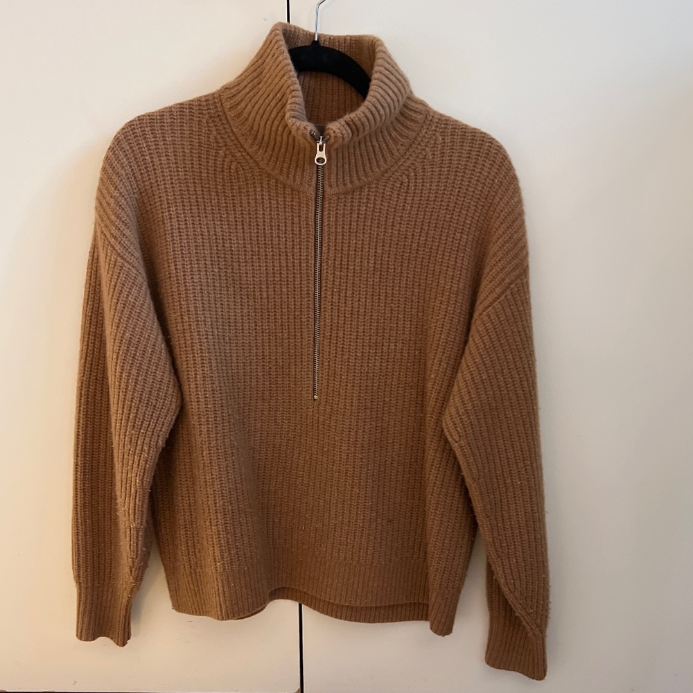 Everlane The Felted Merino Half Zip Sweater (Size S)